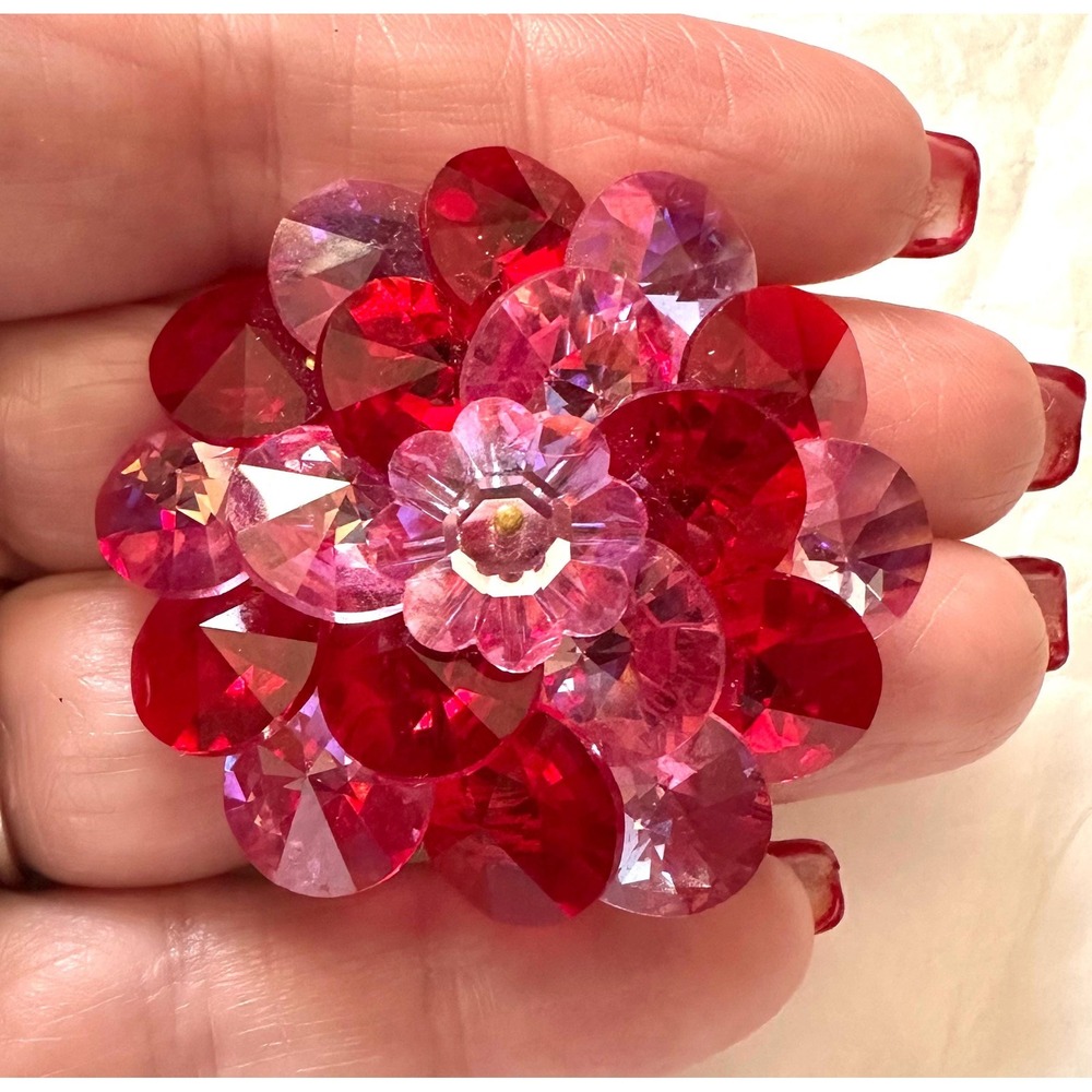 Pink & Red Rivoli Glass Bead Pin - Picture 4 of 4